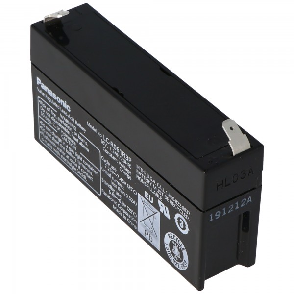 Panasonic LC-R061R3PG blybatteri 6 volt 1.3Ah med 4,8 mm stikkontakter