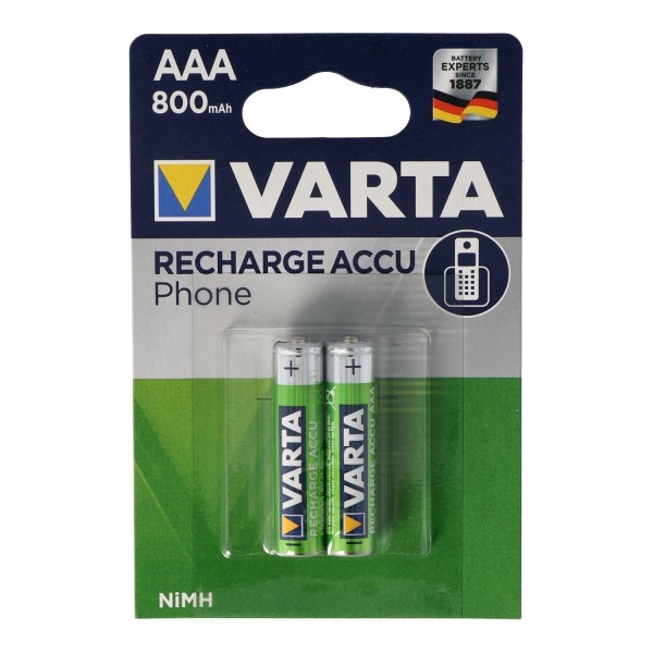 Varta T398 Telefon Strøm Batteri Mikro / AAA 800mAh 2 Pakke