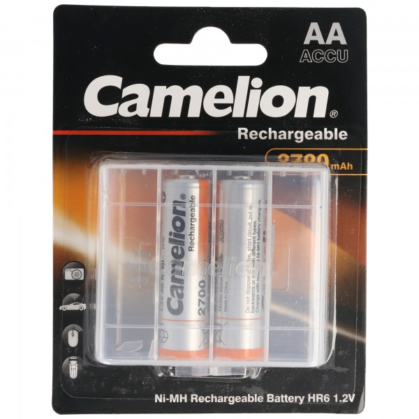 AA, Mignon LR6, HR6, NiMH batteri med op til 2700mAh i en blisterpakning med to dimensioner 50,5x14,1 mm