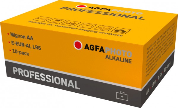 Agfaphoto Alkaline Battery, Mignon, AA, LR06, 1,5V Professional, Retail Box (10-Pack)