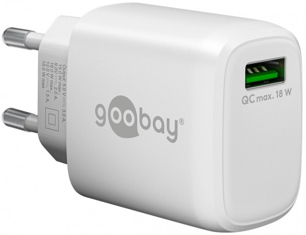 Goobay USB-hurtigoplader QC 3.0 (18 W) hvid - 1x USB-A-port (Quick Charge 3.0) - hvid