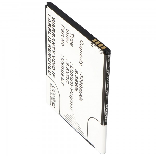 Batteri passer til Mobistel Cynus E6 batteri BTC-MCE600SL, Li-Polymer, 3.8V, 2300mAh, 8.74Wh