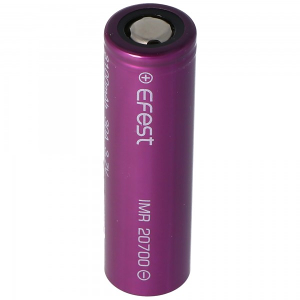 Efest IMR 20700 - 3100mAh 3.6V - 3.7V Li-Ion batteri min. 3030mAh type. 3100mAh maksimal 30A strømudgang (Flat Top)