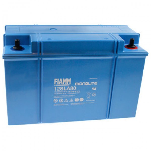 Fiamm Monolite 12SLA80 blybatteri med M6 skrueterminal 12V, 80000mAh