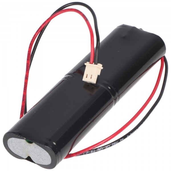 NiMH batteripakke egnet til nød- og sikkerhedsbelysning med 4,8 volt spænding og 1600mAh kapacitet, dimensioner 100x15x30mm, Molex 50-37-5023 stik