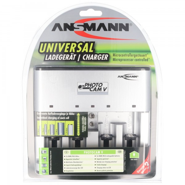 Ansmann Photocam V Universal oplader til 1-4 NiCd, NiMH batterier