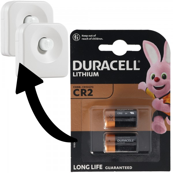 Batterier, der passer til 2 Ledvance SMART + bevægelsessensor, Osram SMART + bevægelsessensor bevægelsesdetektor dobbelt pakke Duracell CR2 lithiumbatteri