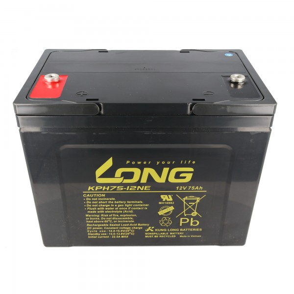 Kung Long KPH75-12NE blybatteri 12 volt 75Ah med M6 hunktråd