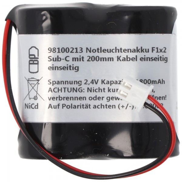 2,4 volt batteripakke egnet til Esylux type AS1800 / 2.4, batteripakke med kabel og stik