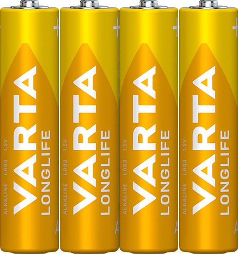 Varta batteri Alkaline, Micro, AAA, LR03, 1,5V Longlife, Shrinkwrap (4-Pack)