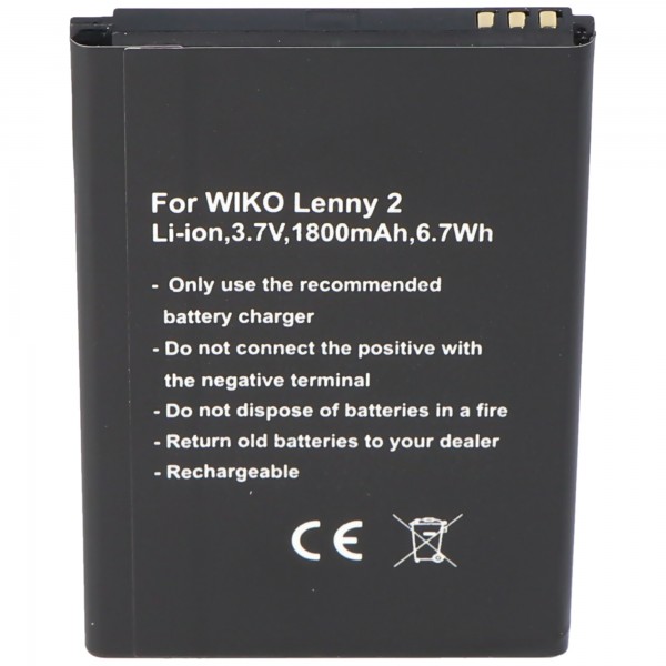 Batteri passer til Wiko Lenny 2 batteri 5030, 3.7Volt 1800mAh med 6.7Wh