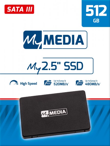 Mymedia SSD 512GB, SATA-III, 6,35 cm (2,5'') (R) 520MB/s, (W) 480MB/s, Detailhandel