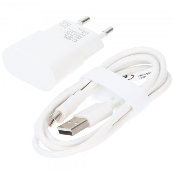 Goobay USB-C™ dobbelt opladningssæt 2,4 A - strømforsyningsenhed med 2x USB-stik og USB Type-C™ 1m kabel (hvid)