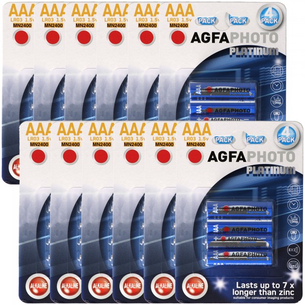 12x AgfaPhoto Micro AAA alkaliske batterier LR03 4-pakks Platinum