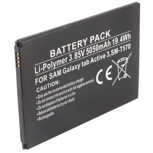 Batteri passer til Samsung Galaxy Tab Active 3, SM-T570, Li-Polymer, 3.85V, 5050mAh, 19.4Wh