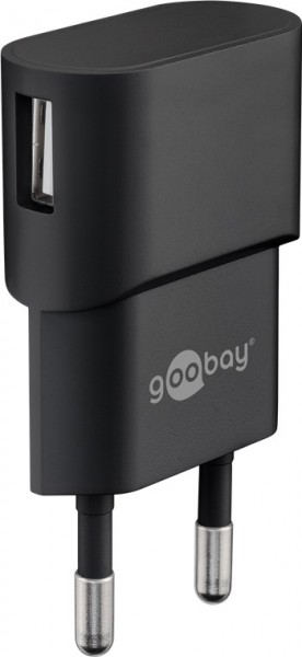 Goobay USB oplader (5W) sort - kompakt USB strømforsyning med 1xUSB tilslutning