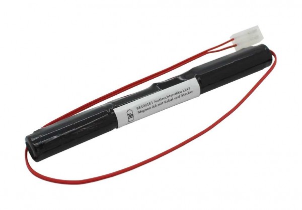 Nødlys batteri NiMH 3,6V 1100mAh L1x3 Mignon AA med kabel og stik