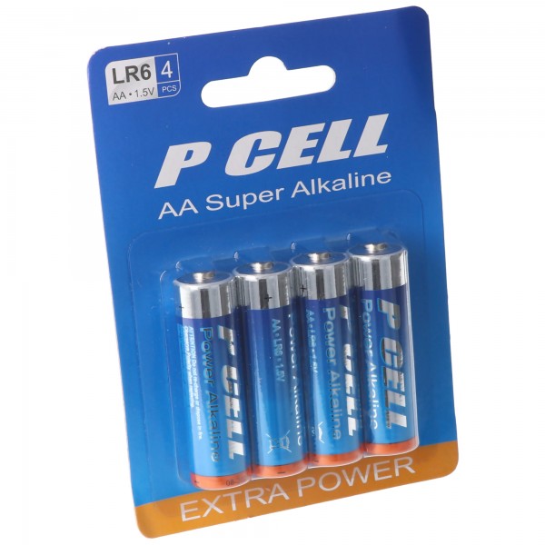 P-Cell Mignon AA batterier i et praktisk sæt med 4, 4 stk LR6 1,5V batteri