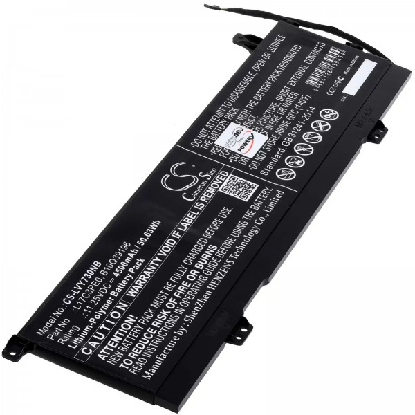 Batteri egnet til bærbar Lenovo Yoga 730-15IWL-81JS, type L17C3PE0 - 11.25V - 4500 mAh