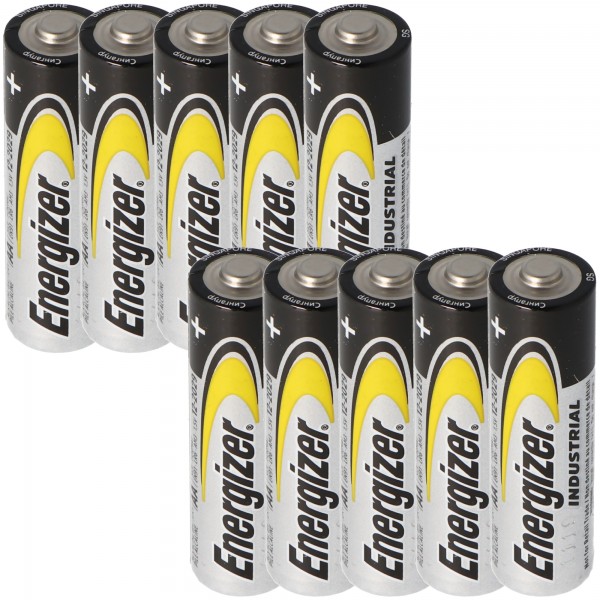 Energizer Industrial Mignon, AA, LR6, MN1500, alkalisk batteri 1,5 V i en praktisk pakke på 10