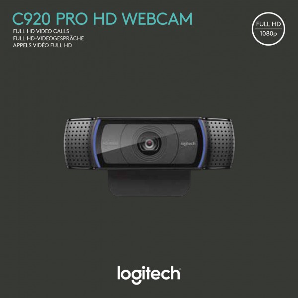Logitech Webcam C920, Full HD 1080p, Sort 1920x1080, 30 FPS, USB, Detailhandel