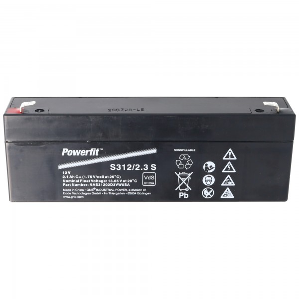 Exide Powerfit S312 / 2.3S fører batteri 12 volt med 2100mAh