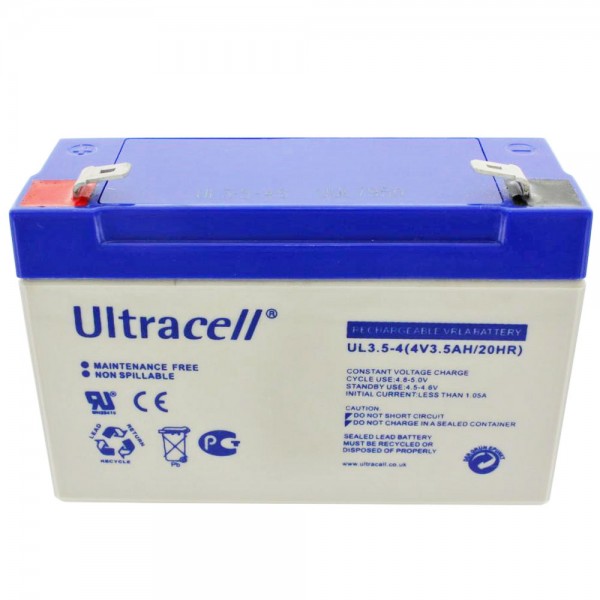 Ultracell UL3.5-4 4 Volt batteri 3500mAh, egnet til solskin A504 / 3.5S, 4.8mm kontakter
