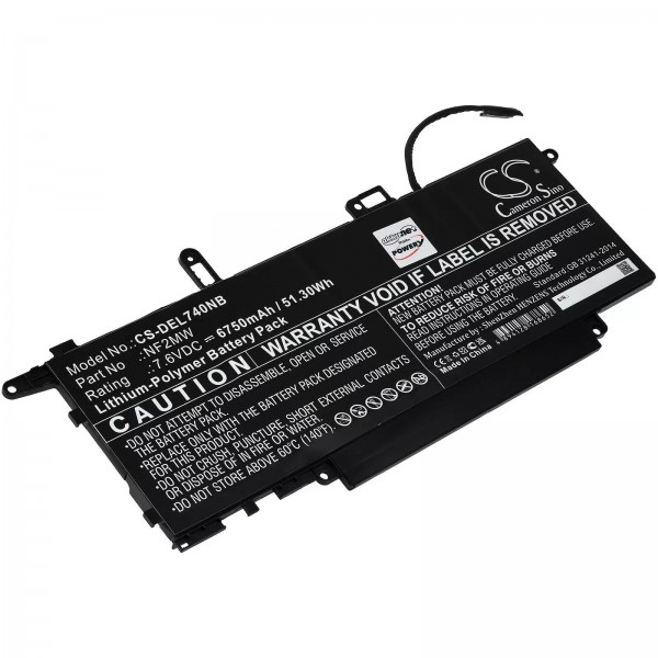 Batteri passer til bærbar Dell Latitude 7400 2-i-1, Latitude 7310 2-i-1, type NF2MW - 7.6V - 6750 mAh