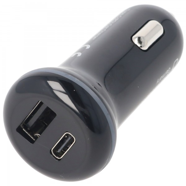 12 Volt Billader med USB-C og USB-A-tilslutning, Ladestrøm maks. 3A