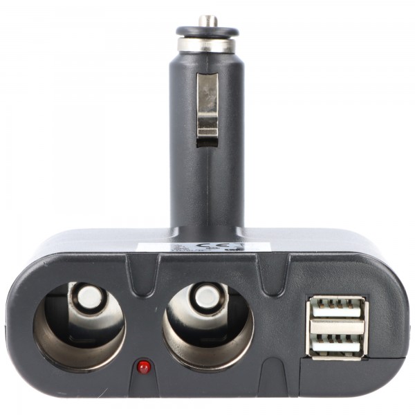 AccuCell biladapter, cigarettænderfordeler - stik til 2x stik + USB