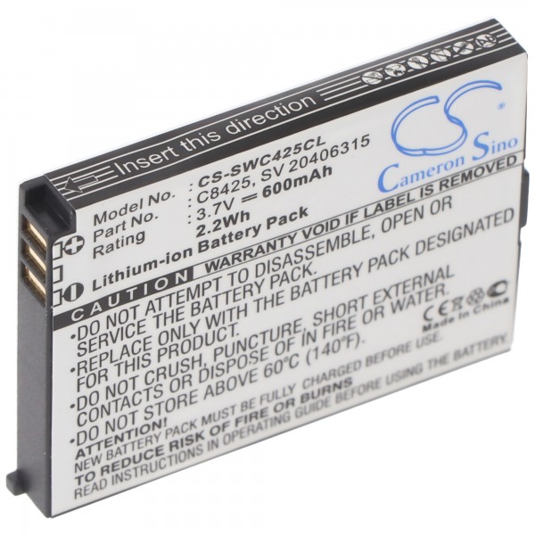 Batteri passer til Swissvoice eSense, eSense Color, SV 20406288, C8425, SV 20406315 Li-ion, 3,7V, 600mAh, 2,2Wh