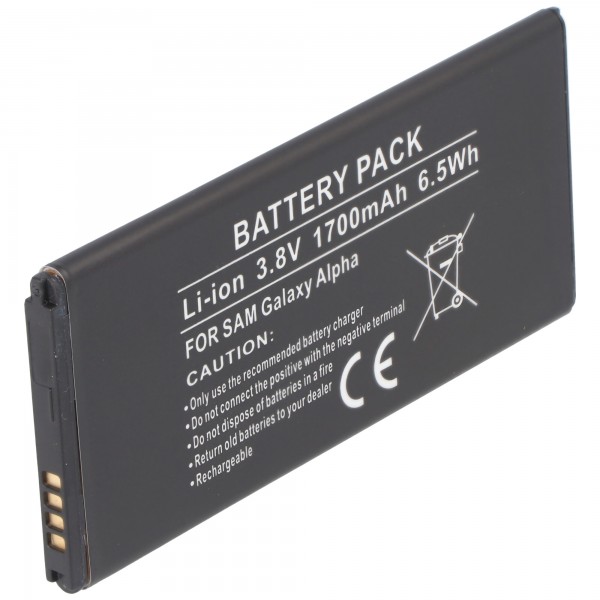 Galaxy ALPHA Batteri EB-BG850G som et replikabatteri fra AccuCell med 1700mAh
