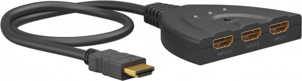 Goobay HDMI™-omskifterboks 3 til 1 (4K @ 30 Hz) - til skift mellem 3x HDMI™-enheder tilsluttet 1x HDMI™-skærm