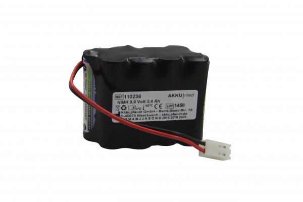 NiMH genopladeligt batteri egnet til Cardiette ECG-optager AR600ADV 9,6 Volt / 2,4 Ah CE-kompatibel