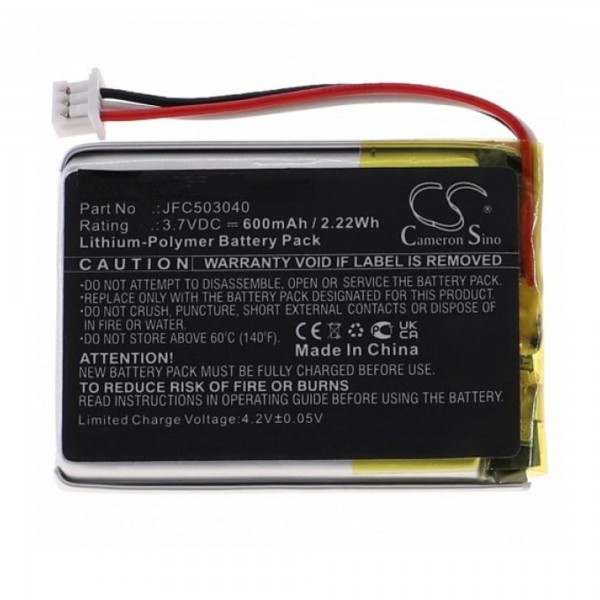 Batteri passer til Viper 3706V, Clifford 7541X med kabel og stik, 3.7V 600mAh