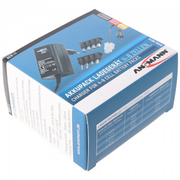 Ansmann oplader ACS48 1001-0024 til 4,8 - 9,6 Volt batteripakker