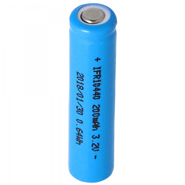 IFR 10440 - 200mAh 3.2V LiFePo4 batteri (Flat Top) ubeskyttet