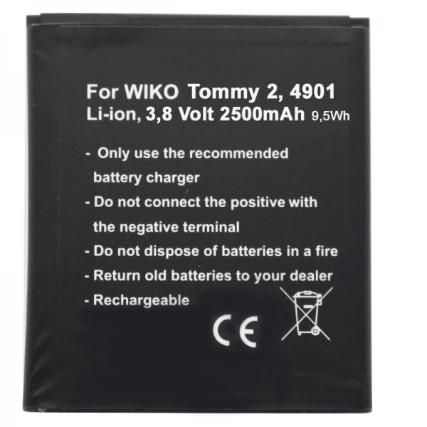Wiko Tommy 2 batteri, Wiko batteri 4901 3,8 Volt 2500mAh