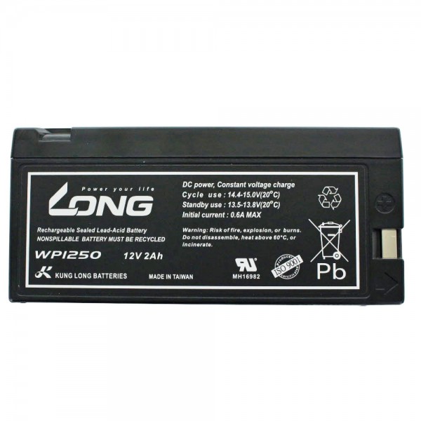 Kung Long WP1250 blybatteri 12 volt 2.0Ah med snapkontakt