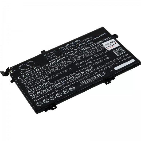 Batteri passer til bærbare Lenovo ThinkPad L580, ThinkPad L480, type 01AV464 og andre - 11.1V - 4000 mAh
