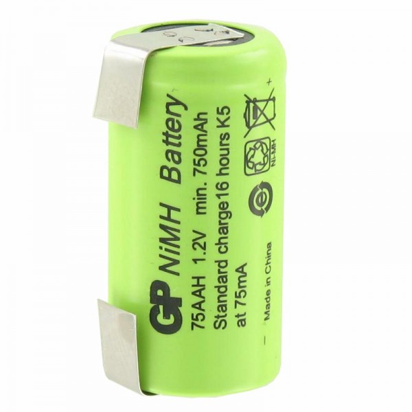 GP-batteri GP75AAH 2 / 3AA NiMH genopladeligt batteri med lodning U-form
